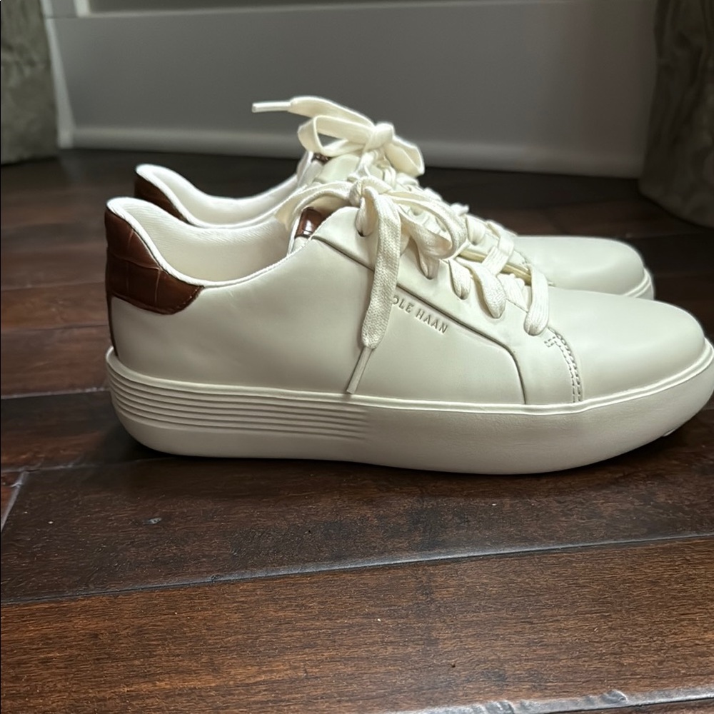 Cole Haan Ivory Sneakers with Chestnut Detail